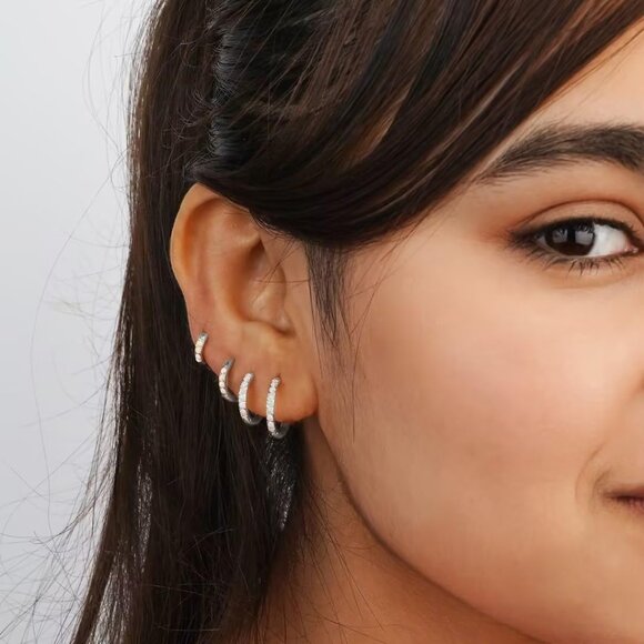 Dainty Opal Hoop Earrings: Medical-Grade Steel for Safe and Stylish Piercings - Picture 2 of 7